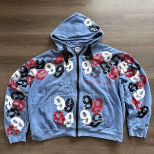 Gino Green Global Mens 3XL Hoodie Sweatshirt Zip Sweater Blue 9 Skater Y2K